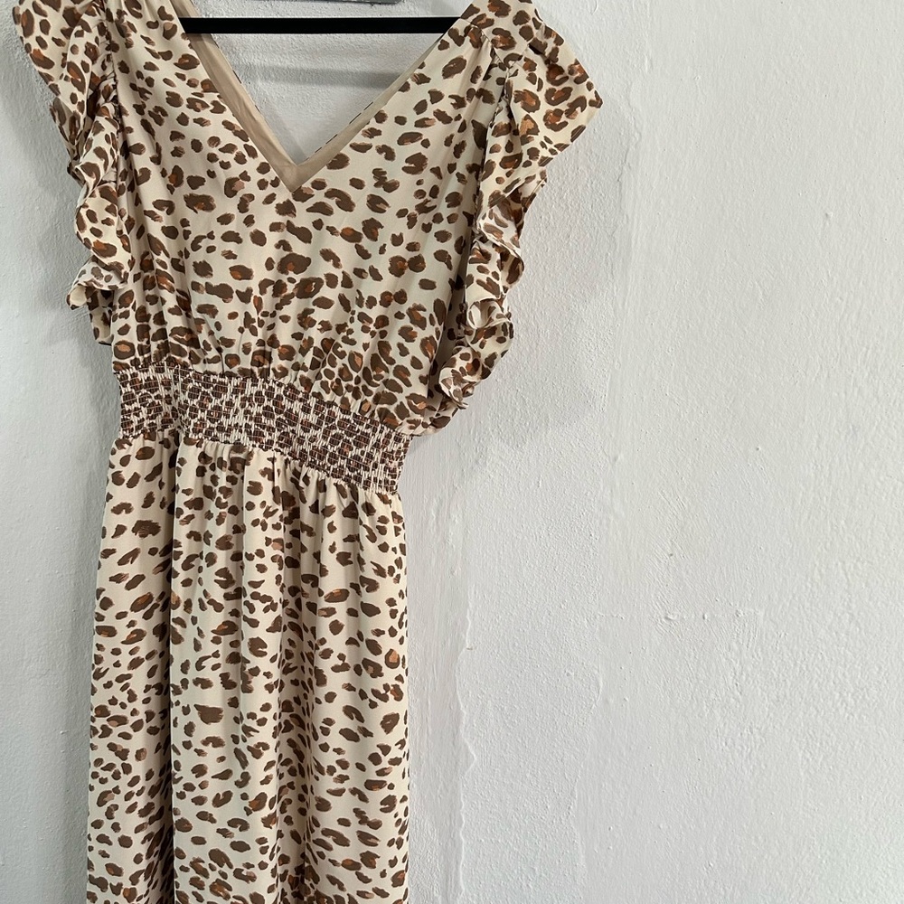 Leopard Print Ruffle Dress